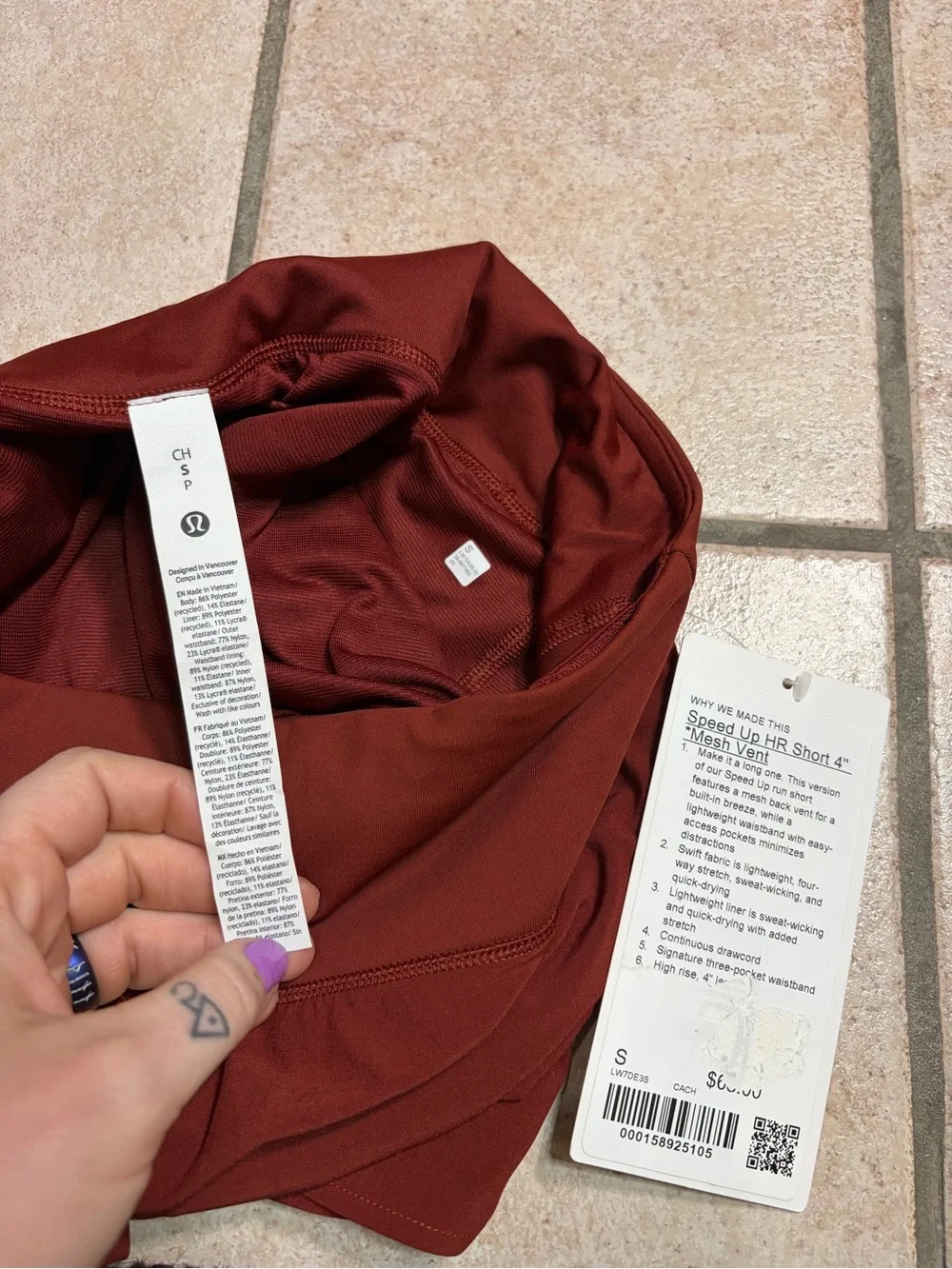 NWT Lululemon Speed Up High-Rise Short *4” Updated Mesh Vent (Cranberry Charm) S